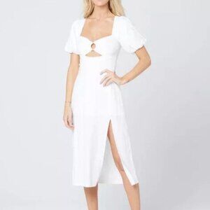 Mahina White Summer Resort Midi Cutout Dress